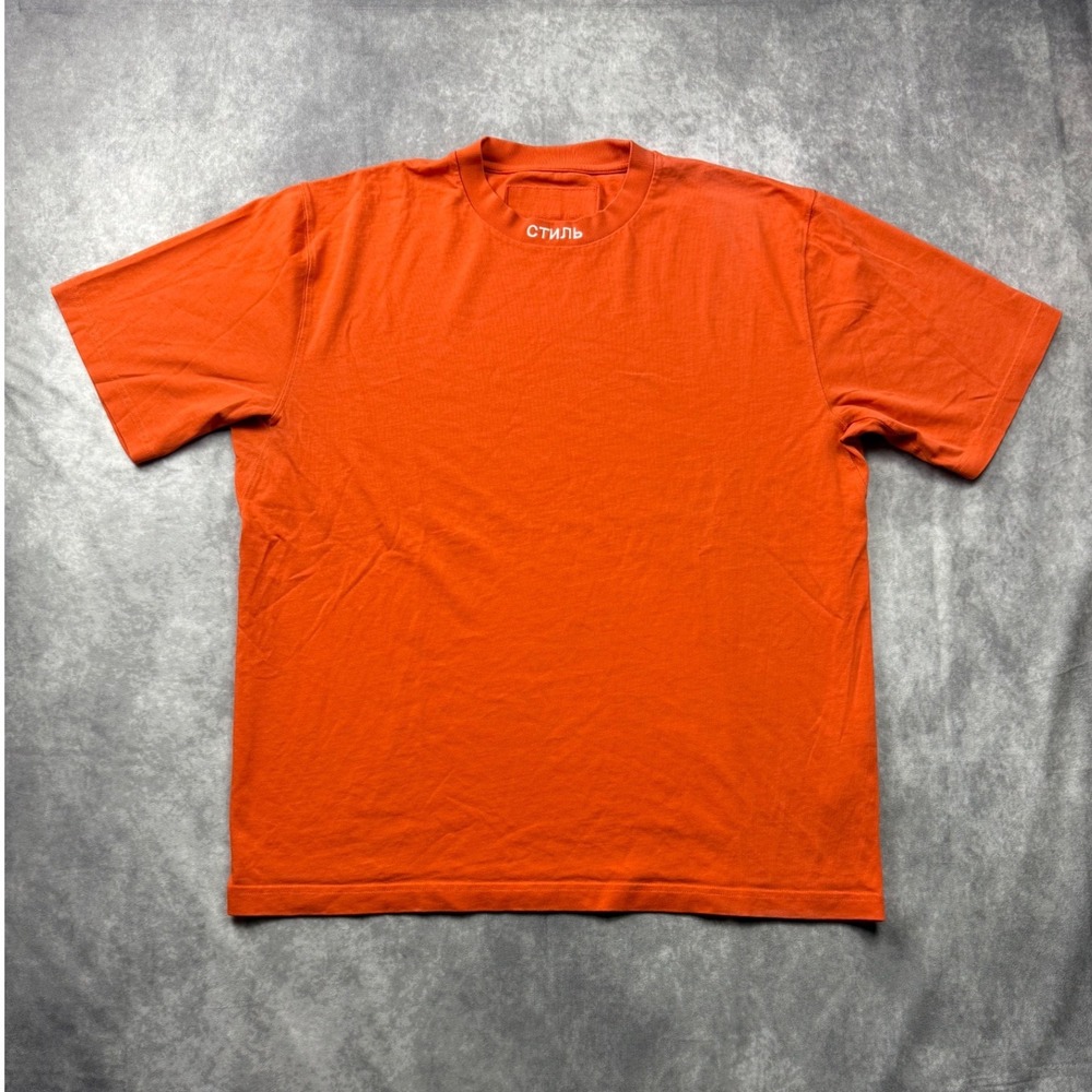 Heron Preston Mens Orange CTNMB Cyrillic Logo T-Shirt XL